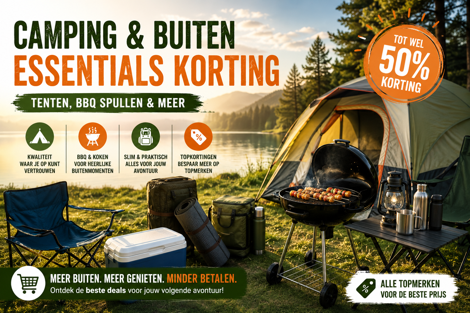 Camping & buiten essentials met korting tenten, BBQ en meer